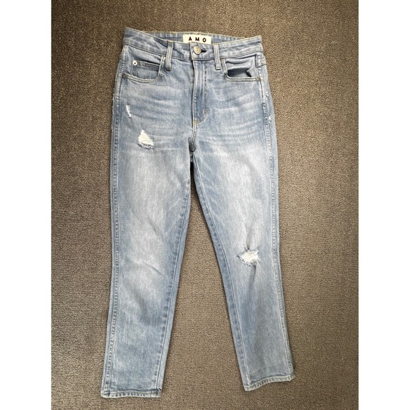 AMO Denim - AMO Jeans Size 25 Desire Wash Chelsea Crop High Rise Distressed Straight Leg